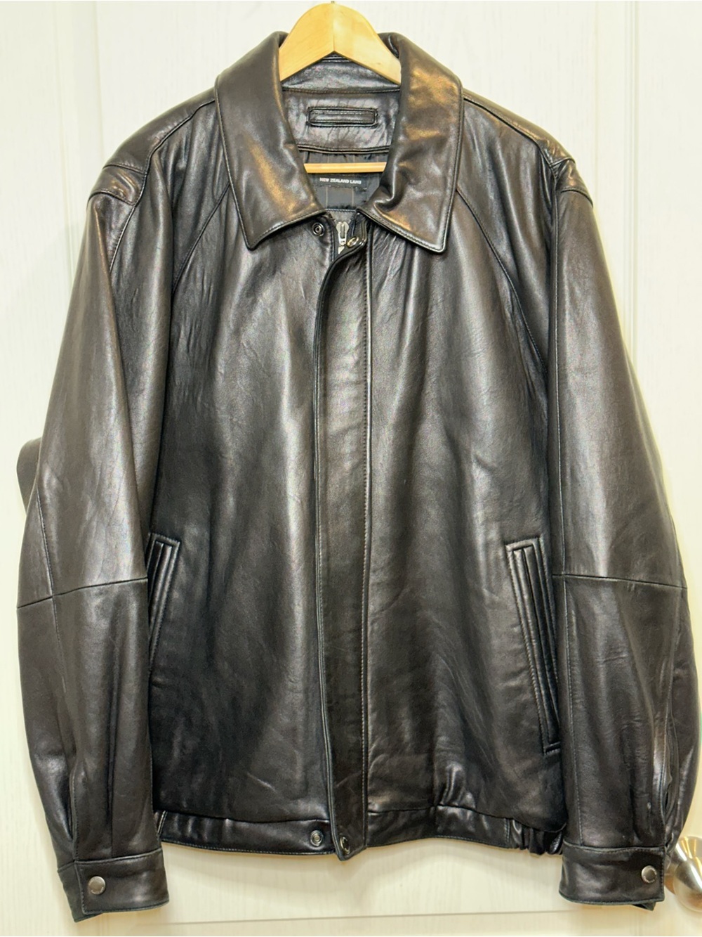 Lambskin Black Leather Bomber Jacket XL